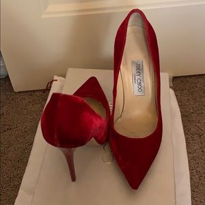Jimmy Choo Red Velvet Pumps